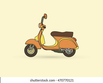 Orange Classic Scooter graphic vector