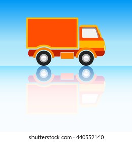 Orange Classic Truck on Sky Blue Background