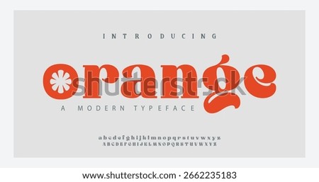 Orange Classy elegant font, vintage type or luxury premium typeface, vector English royal alphabet. Classic typography in modern or old art deco style, serif letters for modern or retro poster font