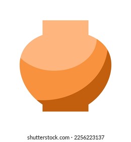 Jarrón de arcilla anaranjada o ilustración vectorial de la olla. Dibujo de dibujos animados de objetos para la cocina o la decoración aislados sobre fondo blanco. Cocina, hogar, concepto de alfarería