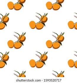 Orange clementines isolated vector seamless pattern