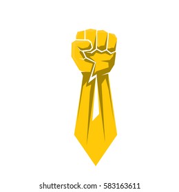 orange clenched fist icon . vector freedom,  protest or revolution concept background. 