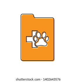 Orange Clipboard with medical clinical record pet icon isolated on white background. Health insurance form. Medical check marks report. Vector Illustration
