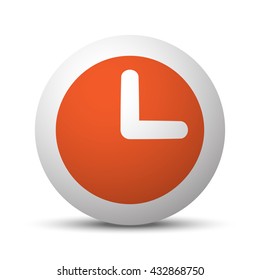 Orange Clock icon on white ball