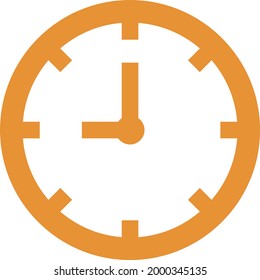 Reloj naranja, ilustración, sobre fondo blanco.