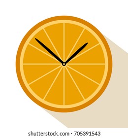 Orange clock, original concept, vector illustration.