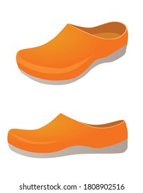Orange clogs shoes. vector illustration