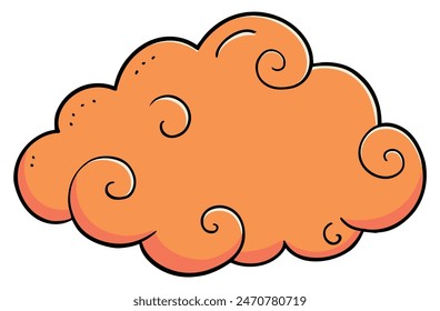 Icono aislado de estilo de dibujos animados de nube naranja. Ilustración vectorial