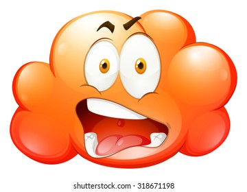 Nube naranja con ilustración facial