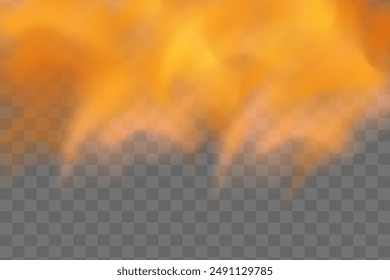 Orange cloudiness, sand fog, fire or smoke. Cloudy sky, on a transparent background.