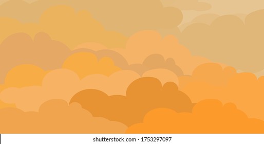 Orange clouds sunset time illustrator vector