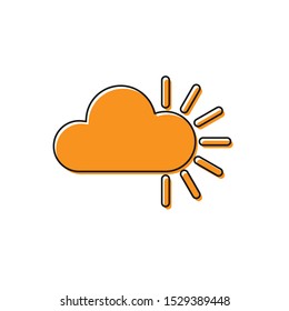 Orange Cloudy icon isolated on white background.  Vector Illustration
