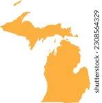 ORANGE CMYK color detailed flat map of the federal state of MICHIGAN, UNITED STATES OF AMERICA on transparent background