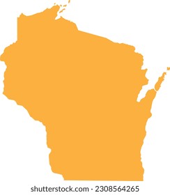 ORANGE CMYK color detailed flat map of the federal state of WISCONSIN, UNITED STATES OF AMERICA on transparent background