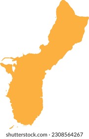 ORANGE CMYK color detailed flat map of the federal territory of GUAM, UNITED STATES OF AMERICA on transparent background