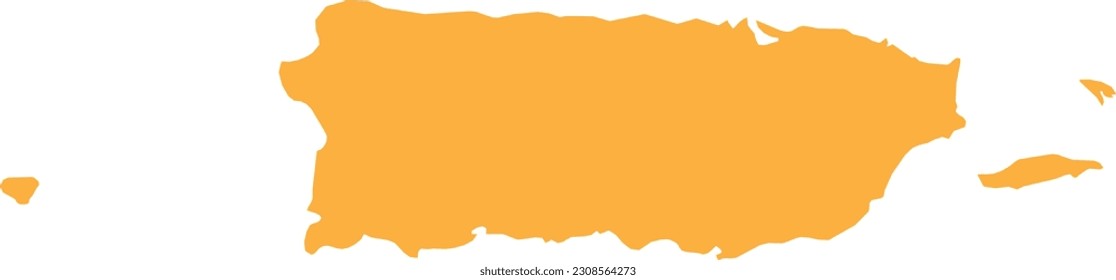 ORANGE CMYK color detailed flat map of the federal territory of PUERTO RICO, UNITED STATES OF AMERICA on transparent background