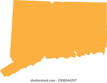 ORANGE CMYK color detailed flat map of the federal state of CONNECTICUT, UNITED STATES OF AMERICA on transparent background