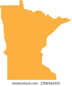 ORANGE CMYK color detailed flat map of the federal state of MINNESOTA, UNITED STATES OF AMERICA on transparent background