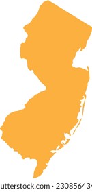 ORANGE CMYK color detailed flat map of the federal state of NEW JERSEY, UNITED STATES OF AMERICA on transparent background