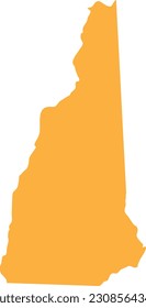 ORANGE CMYK color detailed flat map of the federal state of NEW HAMPSHIRE, UNITED STATES OF AMERICA on transparent background