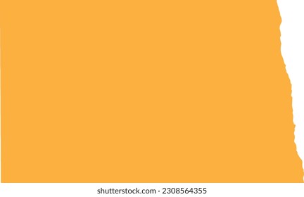 ORANGE CMYK color detailed flat map of the federal state of NORTH DAKOTA, UNITED STATES OF AMERICA on transparent background