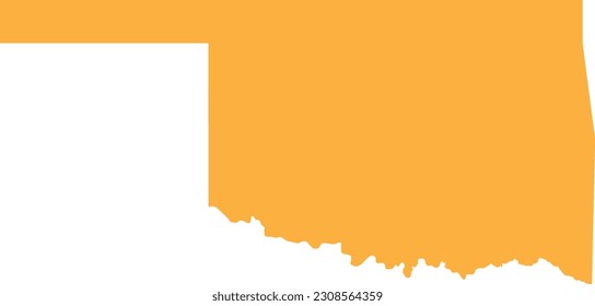 ORANGE CMYK color detailed flat map of the federal state of OKLAHOMA, UNITED STATES OF AMERICA on transparent background