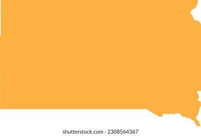 ORANGE CMYK color detailed flat map of the federal state of SOUTH DAKOTA, UNITED STATES OF AMERICA on transparent background