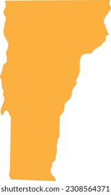 ORANGE CMYK color detailed flat map of the federal state of VERMONT, UNITED STATES OF AMERICA on transparent background