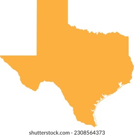 ORANGE CMYK color detailed flat map of the federal state of TEXAS, UNITED STATES OF AMERICA on transparent background