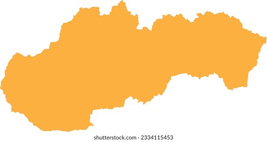 ORANGE CMYK color detailed flat stencil map of the European country of SLOVAKIA on transparent background