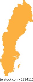 ORANGE CMYK Farbe, detaillierte flache Schablone des europäischen Landes SCHWEDEN auf transparentem Hintergrund