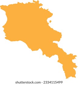 ORANGE CMYK color detailed flat stencil map of the European country of ARMENIA on transparent background