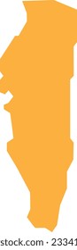 ORANGE CMYK color detailed flat stencil map of the European country of GIBRALTAR on transparent background