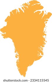 ORANGE CMYK color detailed flat stencil map of the European country of GREENLAND on transparent background