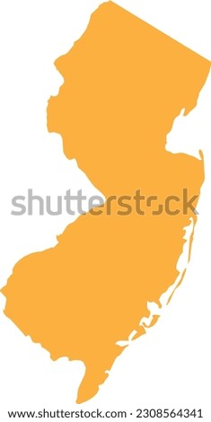 ORANGE CMYK color detailed flat map of the federal state of NEW JERSEY, UNITED STATES OF AMERICA on transparent background