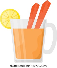 Orange Cocktail Concept, Thanksgiving Day Tea with Lemon Slice Vector Icon Design, Harvest festival Symbol, Secular holiday Sign, Religious and cultural traditions Stock Illustration