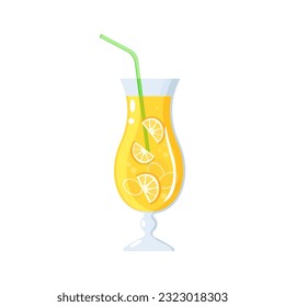 Orange cocktail with ice and a straw