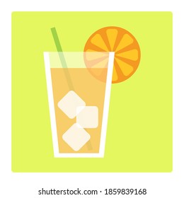 Orange cocktail with ice. vector