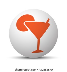 Orange Cocktail icon on white ball