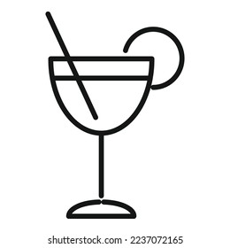 Orange cocktail icon outline vector. Juice fruit. Citrus drink