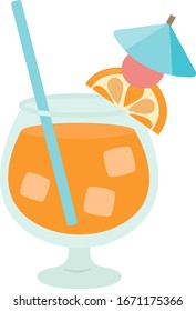 Orange cocktail, illustration, vector on white background.