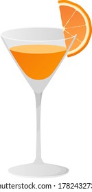 Ein orangefarbener Cocktail einzeln auf Vektorgrafik