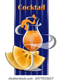 Orange cocktail label. Vector illustration