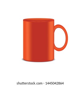 Orange Coffee Cup - Realistic Vector Illustration - Isolated On White Background