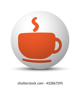 Orange Coffee icon on white ball