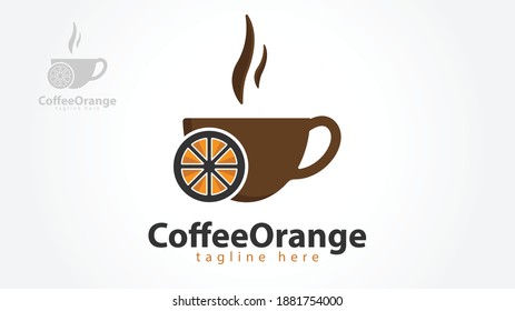Orange coffee logo template. Vector