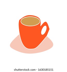 Orange Coffee Mug in Flat Design Style Vector