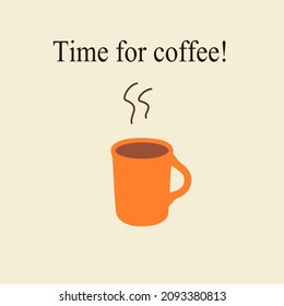 orangefarbener Kaffeekrug mit Text