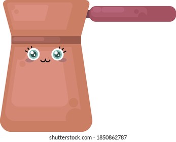 Orange coffee pot, illustration, vector on white background
