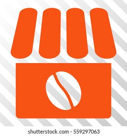 Orange Coffee Shop interface toolbar pictogram. Vector pictogram style is a flat symbol on diagonally hatched transparent background.